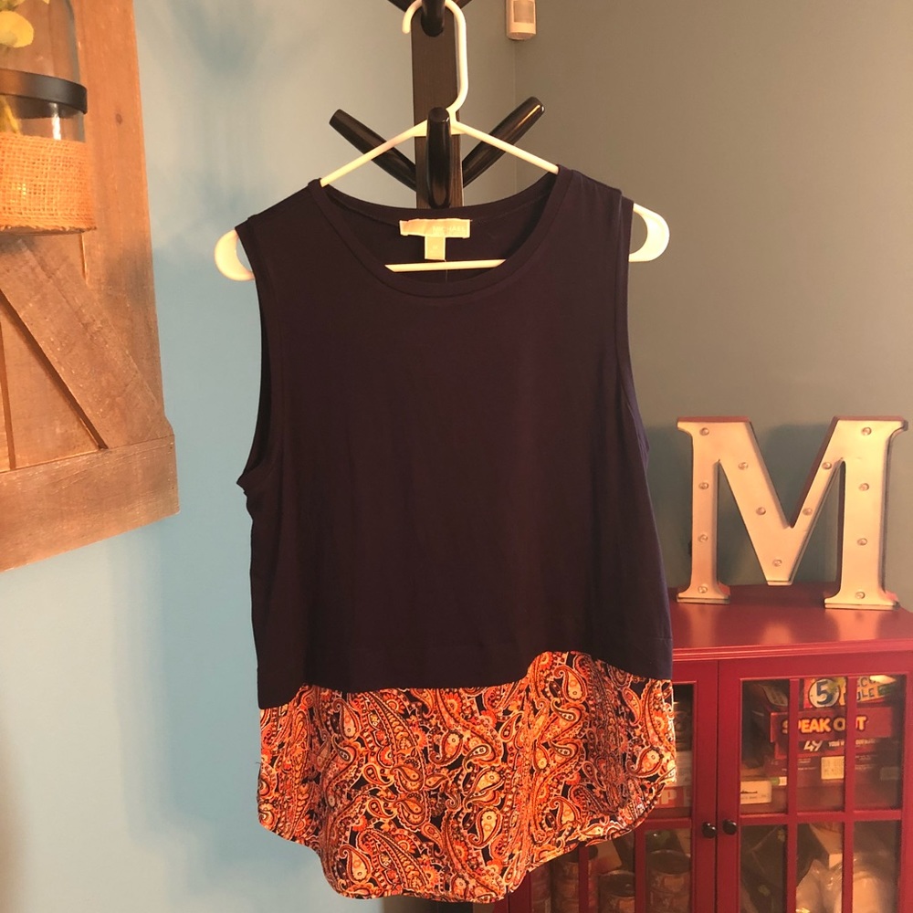 Michael Kors dressy tank top blue and orange sz M